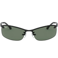 Ray Ban Men Rectangle Frame Shiny Matte Black Sunglasses