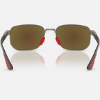 Ray Ban Men Irregular Frame Polished Shiny Gunmetal Sunglasses