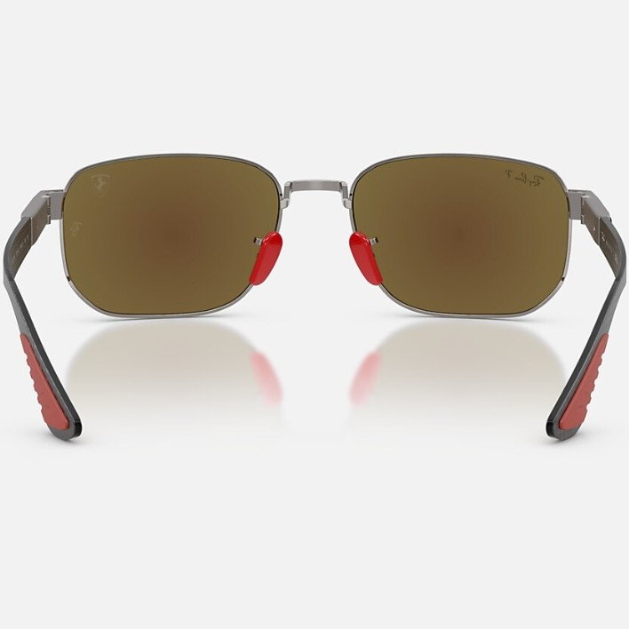 Ray Ban Men Irregular Frame Polished Shiny Gunmetal Sunglasses