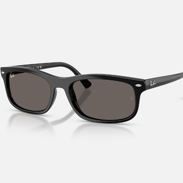 Ray Ban Men Rectangle Frame Smoky Black Sunglasses