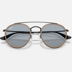 Ray Ban Men Round Frame Polished Black Sunglasses