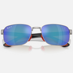 Ray Ban Men Irregular Frame Polished Shiny Gunmetal Sunglasses