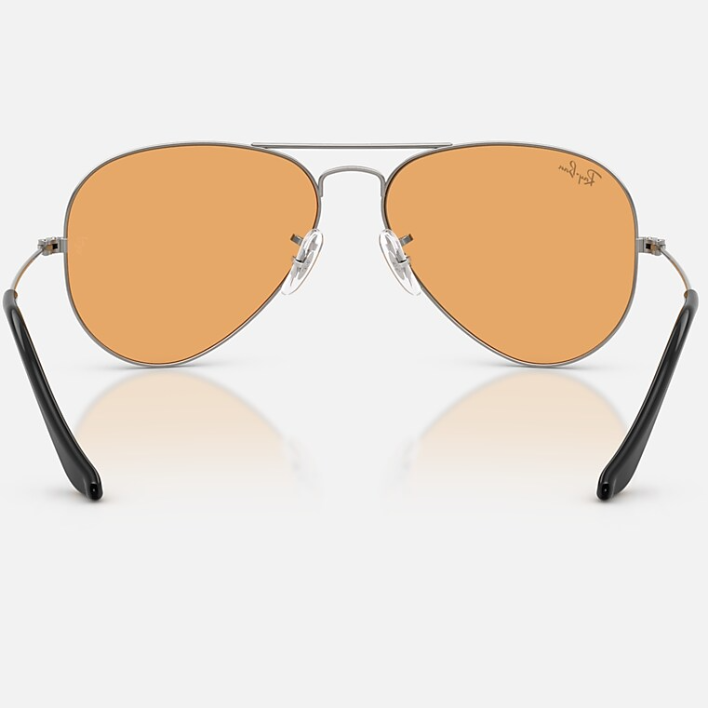 Ray Ban Women Pilot Frame Shiny Polished Gunmetal Sunglasses