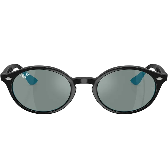 Ray Ban Men Oval Frame Shiny Dusty Black Sunglasses