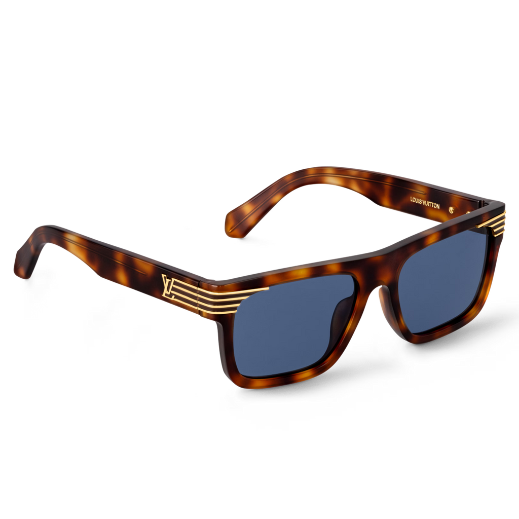 Louis Vuitton Men Sqaure Frame Chocolate Tortoise Sunglasses