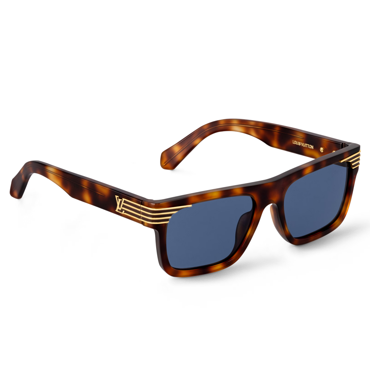 Louis Vuitton Men Sqaure Frame Chocolate Tortoise Sunglasses