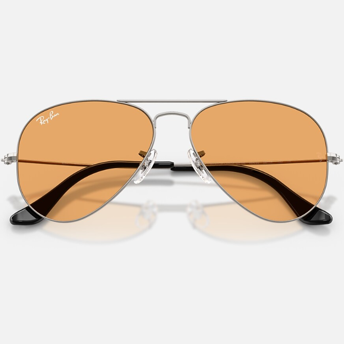 Ray Ban Women Pilot Frame Shiny Polished Gunmetal Sunglasses