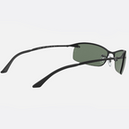 Ray Ban Men Rectangle Frame Shiny Matte Black Sunglasses