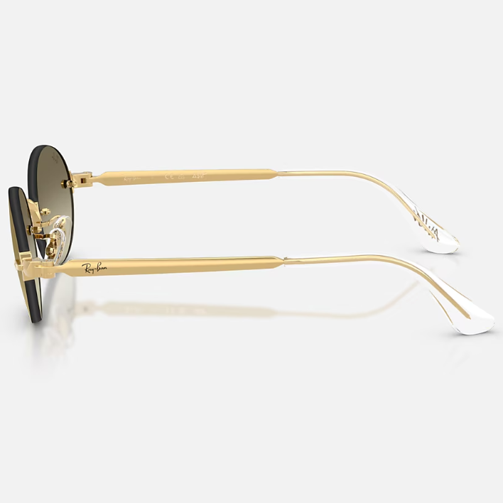 Ray Ban Men Oval Frame Polished Arista Gold Sunglasses