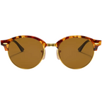 Ray Ban Men Round Frame Polished Brown Havana Sunglasses