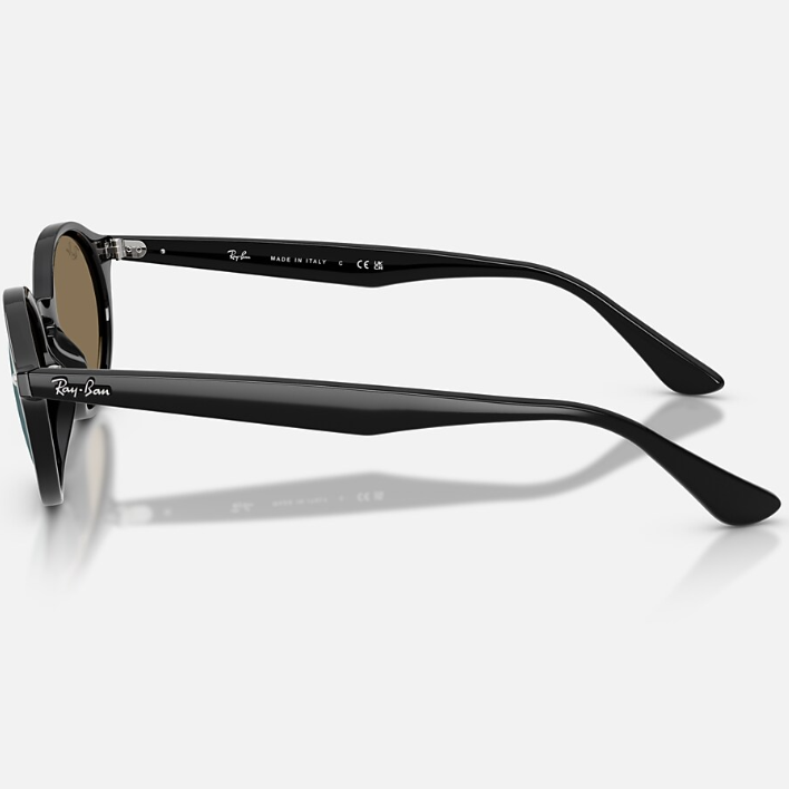Ray Ban Men Oval Frame Shiny Dusty Black Sunglasses