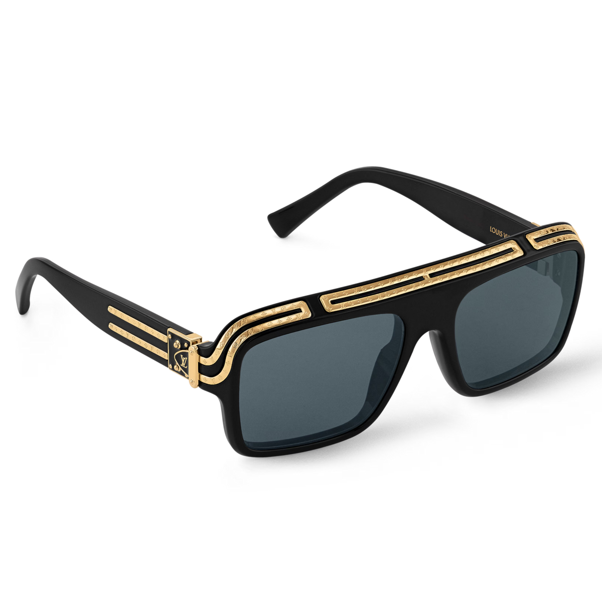 Louis Vuitton Men Pilot Frame Shiny Smoky Black Sunglasses