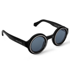 Louis Vuitton Men Round Frame Shiny Black Sunglasses