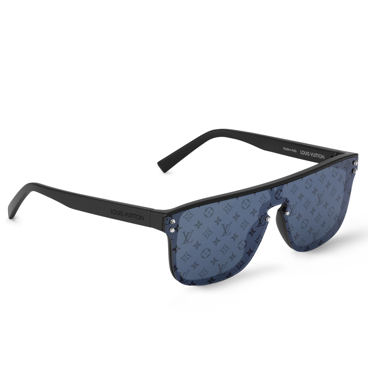 Louis Vuitton Men Mask Frame Shiny Matte Black Sunglasses