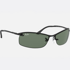 Ray Ban Men Rectangle Frame Shiny Matte Black Sunglasses