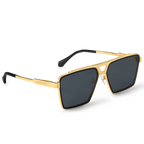 Louis Vuitton Men Square Frame Metallic Gold Sunglasses