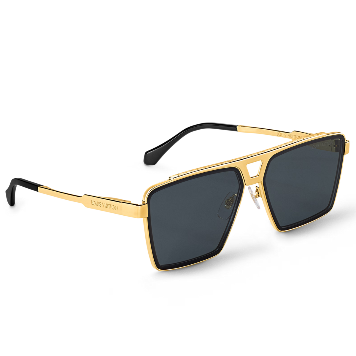 Louis Vuitton Men Square Frame Metallic Gold Sunglasses