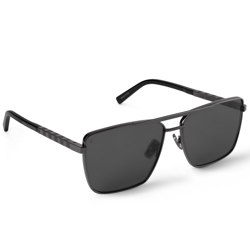 Louis Vuitton Men Square Frame Deep Black Sunglasses