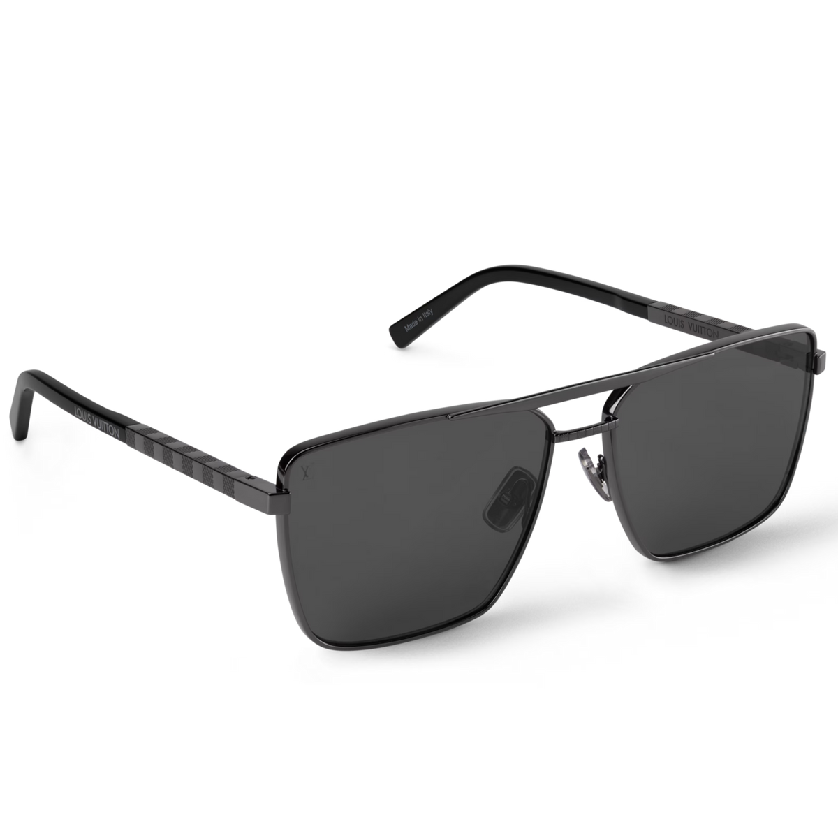 Louis Vuitton Men Square Frame Deep Black Sunglasses