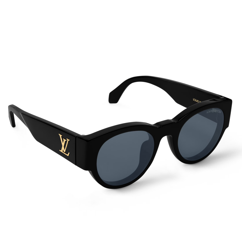 Louis Vuitton Men Round Frame Black Sunglasses