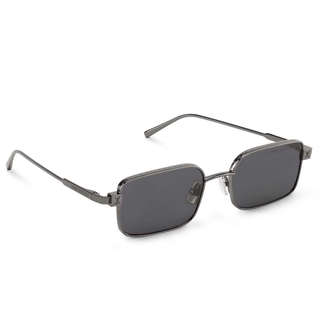Louis Vuitton Men Square Frame Shiny Dusty Black Sunglasses