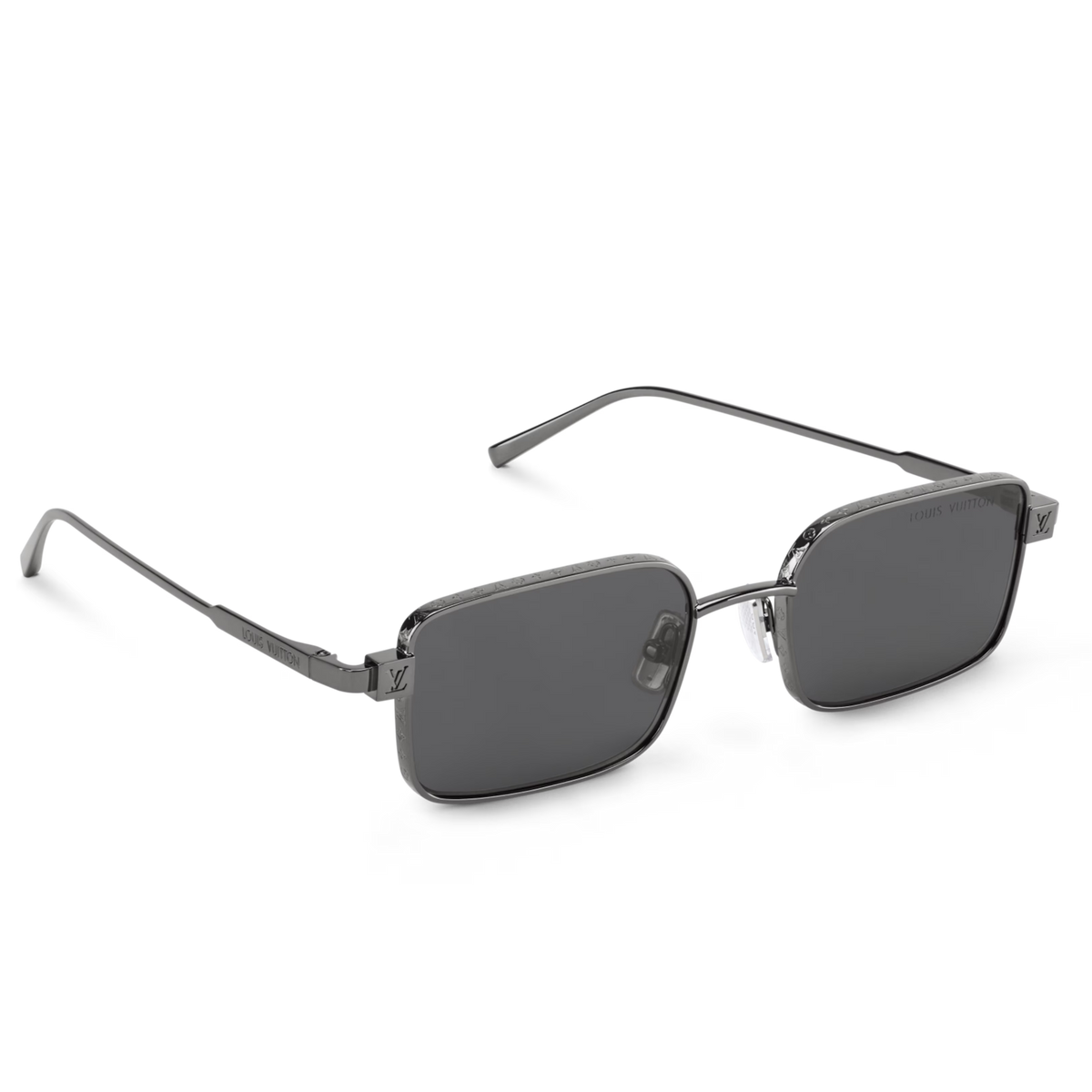 Louis Vuitton Men Square Frame Shiny Dusty Black Sunglasses