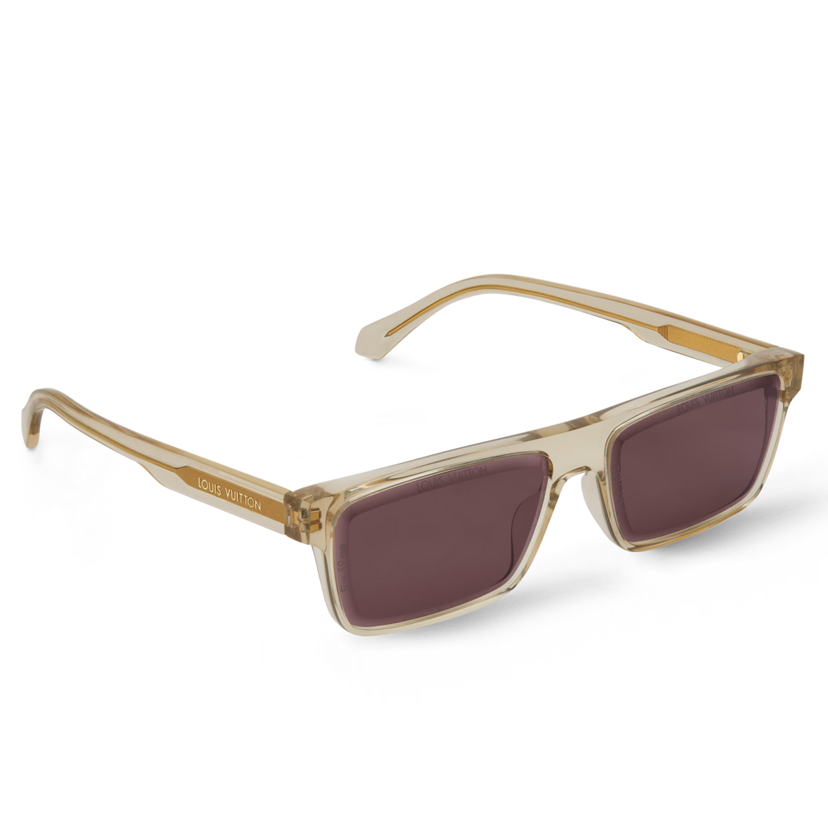 Louis Vuitton Men Sqaure Frame Crystal Camel Sunglasses