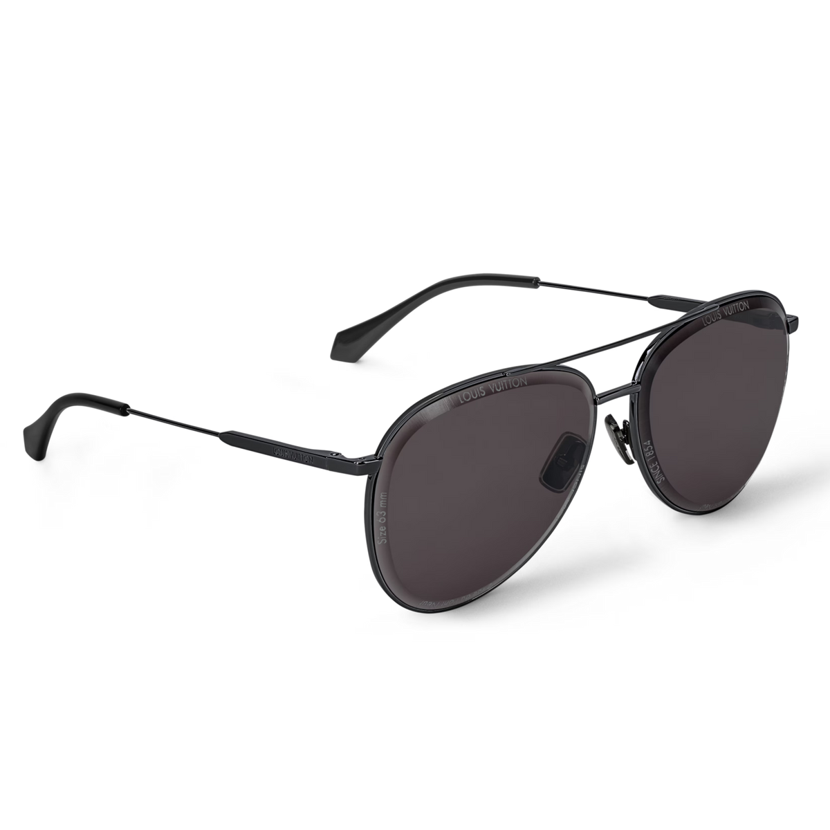 Louis Vuitton Men Pilot Frame Shiny Dusty Black Sunglasses