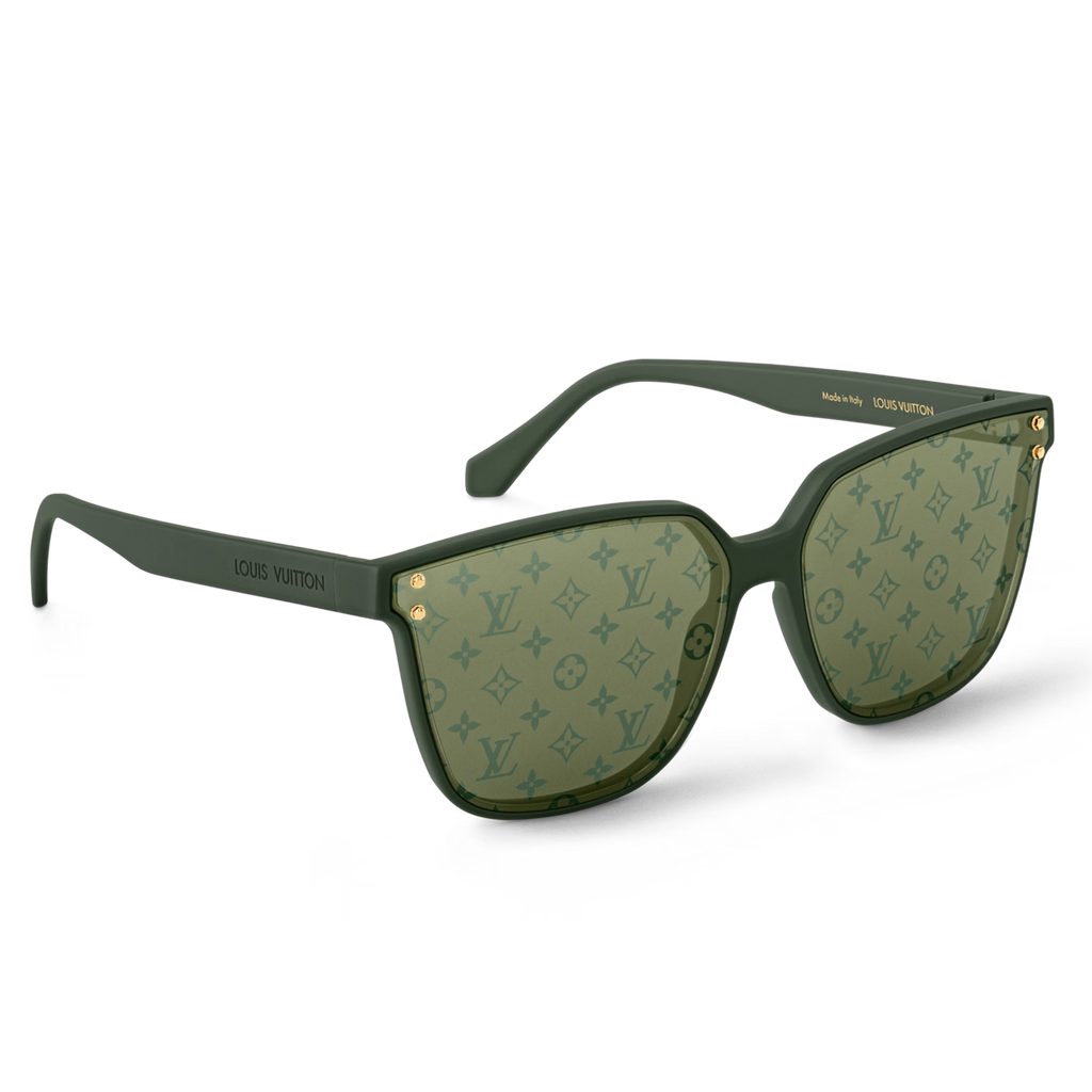Louis Vuitton Men Square Frame Green Sunglasses