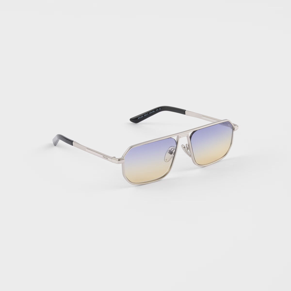 Prada Men Geometric Frame Opaque Steel Gray Sunglasses