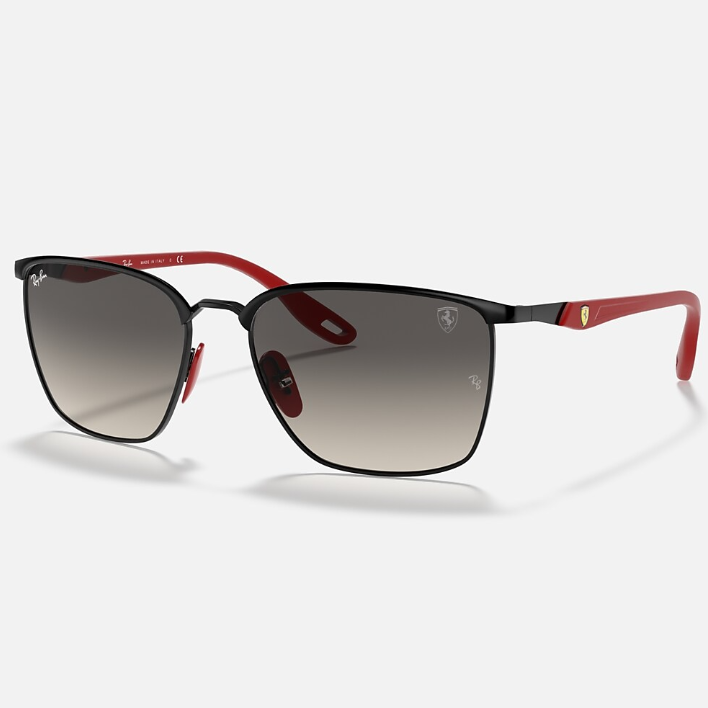 Ray Ban Men Square Frame Shiny Dark Black Sunglasses