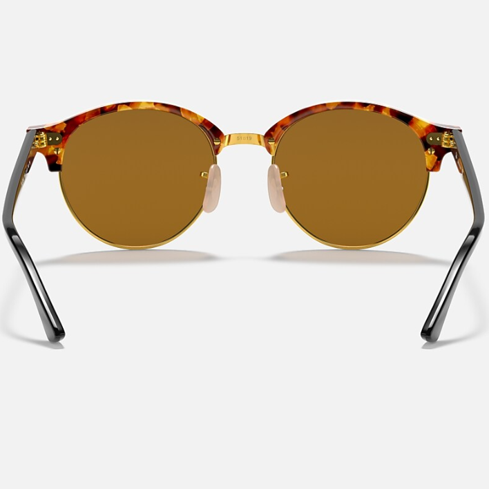 Ray Ban Men Round Frame Polished Brown Havana Sunglasses