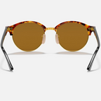 Ray Ban Men Round Frame Polished Brown Havana Sunglasses