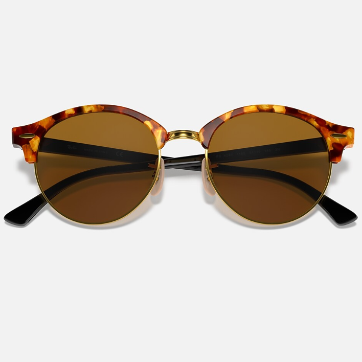 Ray Ban Men Round Frame Polished Brown Havana Sunglasses