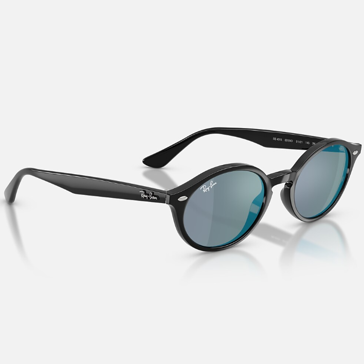 Ray Ban Men Oval Frame Shiny Dusty Black Sunglasses