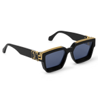 Louis Vuitton Men Square Frame Shiny Crow Black Sunglasses