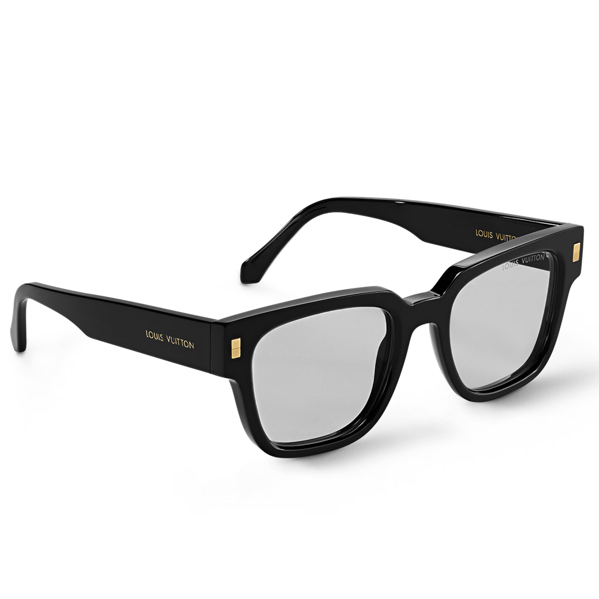 Louis Vuitton Men Sqaure Frame Shiny Ink Black Sunglasses