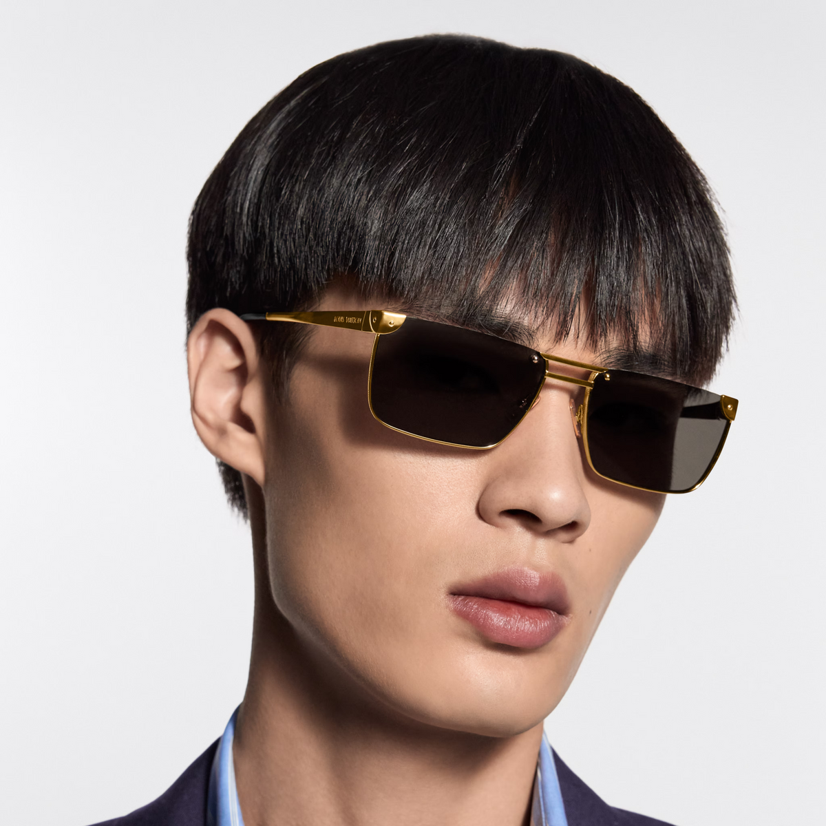 Louis Vuitton Men Square Frame Gold Sunglasses