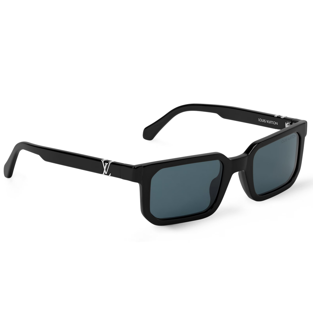 Louis Vuitton Men Square Frame Shiny Soft Black Sunglasses