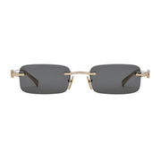 Gucci Men Rectangular Frameless  Gold Sunglasses