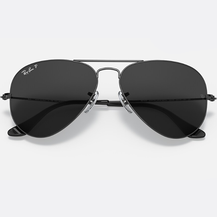 Ray Ban Men Pilot Frame Shiny Deep Black Sunglasses