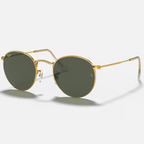 Ray Ban Men Round Frame Shiny Polished Gold Sunglasse