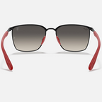 Ray Ban Men Square Frame Shiny Dark Black Sunglasses