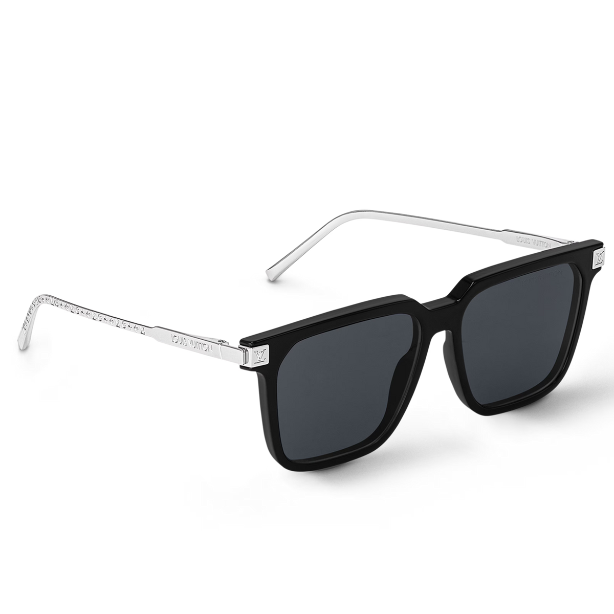 Louis Vuitton Men Sqaure Frame Shiny Soft Black Sunglasses