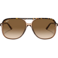 Ray Ban Men Square Frame Polished Transparent Brown Sunglasses