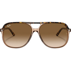 Ray Ban Men Square Frame Polished Transparent Brown Sunglasses