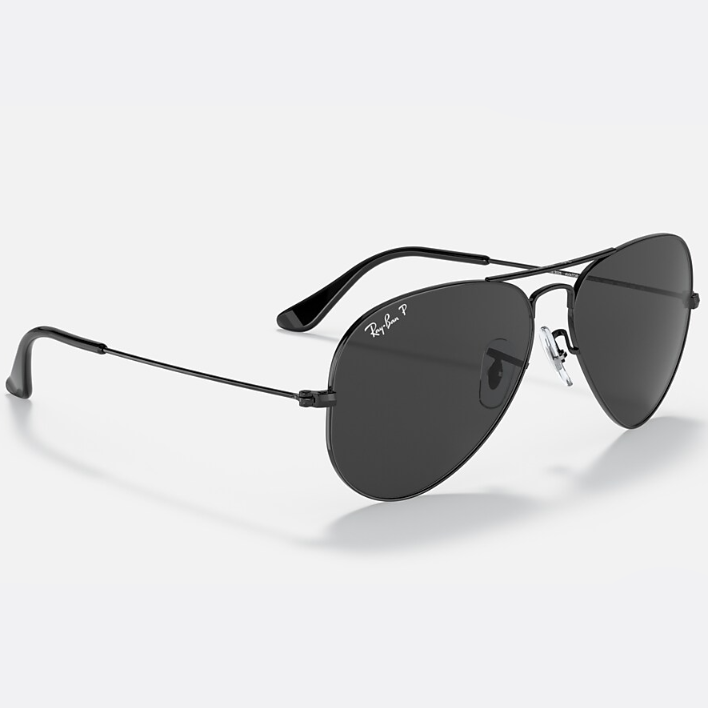 Ray Ban Men Pilot Frame Shiny Deep Black Sunglasses