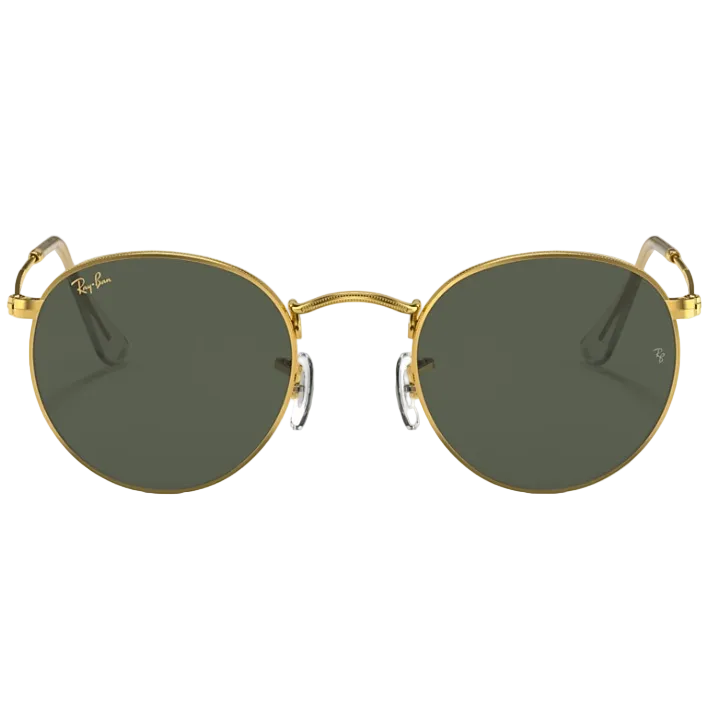 Ray Ban Men Round Frame Shiny Polished Gold Sunglasse