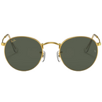 Ray Ban Men Round Frame Shiny Polished Gold Sunglasse