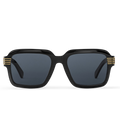 Louis Vuitton Men Round Sqaure Frame Shiny Deep Black Sunglasses